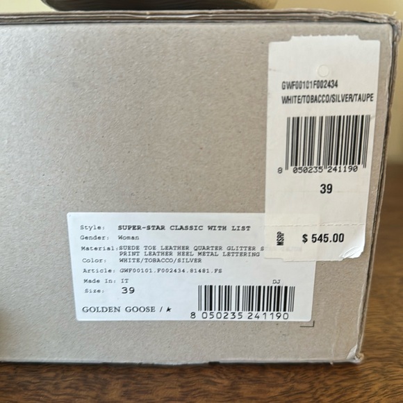 Golden Goose Super-Star Classic White Tobacco Silver Glitter Leather Shoes - 39 - Picture 3 of 15